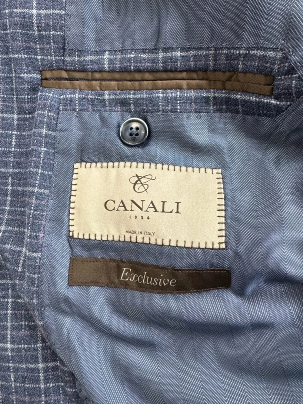 Canali Exclusive Silk Cashmere Sport Coat Navy Windowpane Italy 60R EU 50R US